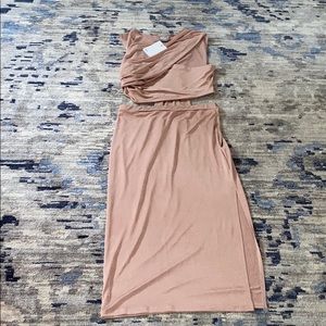 ASOS pink plush dress crop top/skirt